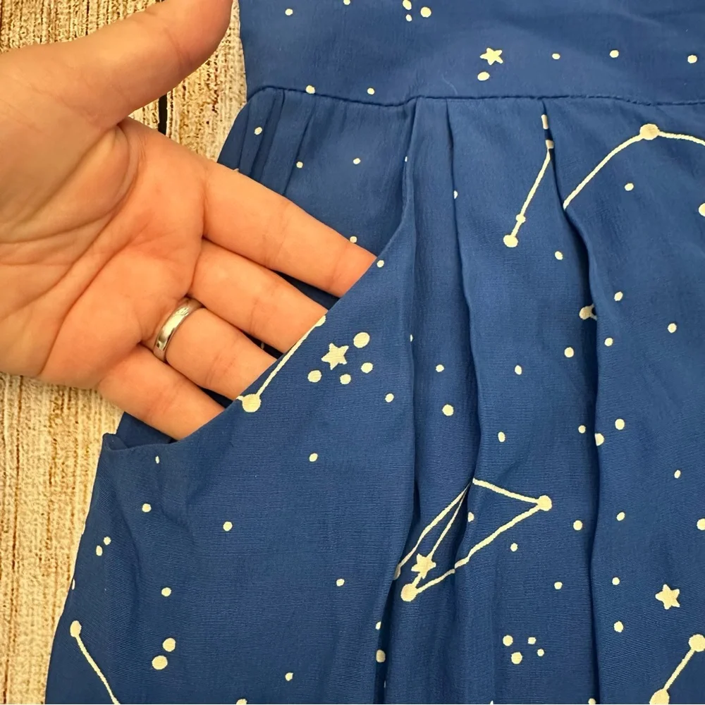 Vintage Raoul Constellation Blouson Dress Size 8 Small Pinup Rockabilly Blue - Picture 9 of 12